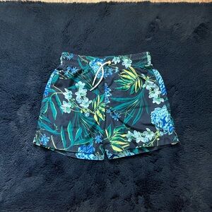 Old Navy Tropical Floral Swim Shorts - Blue and Green